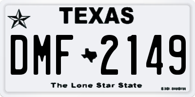 TX license plate DMF2149