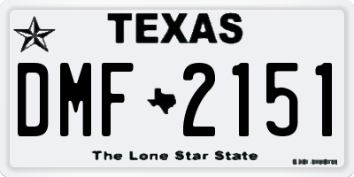 TX license plate DMF2151