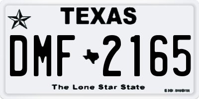 TX license plate DMF2165