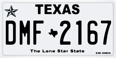 TX license plate DMF2167