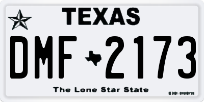 TX license plate DMF2173