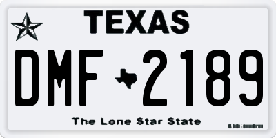 TX license plate DMF2189