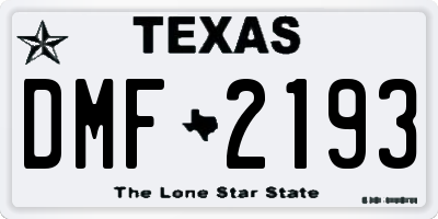 TX license plate DMF2193