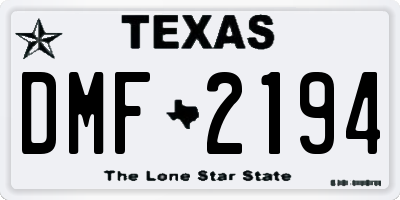 TX license plate DMF2194
