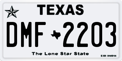 TX license plate DMF2203
