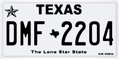 TX license plate DMF2204