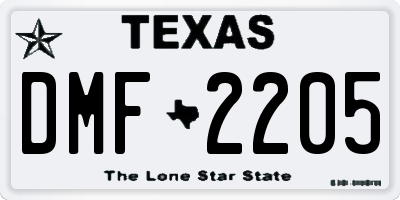 TX license plate DMF2205