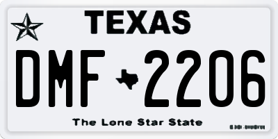 TX license plate DMF2206