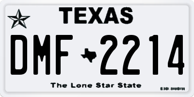 TX license plate DMF2214