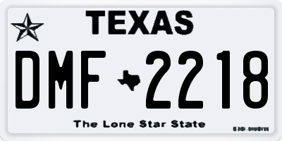 TX license plate DMF2218