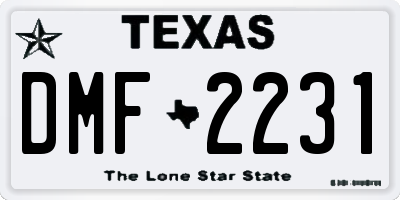 TX license plate DMF2231