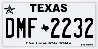 TX license plate DMF2232