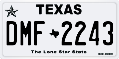 TX license plate DMF2243
