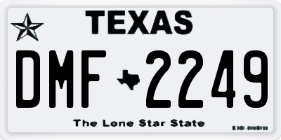 TX license plate DMF2249