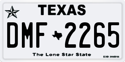 TX license plate DMF2265