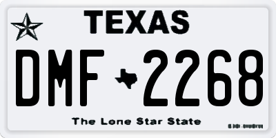 TX license plate DMF2268