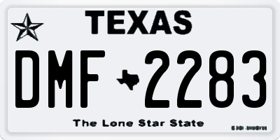 TX license plate DMF2283