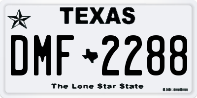 TX license plate DMF2288