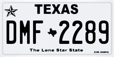 TX license plate DMF2289