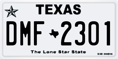 TX license plate DMF2301