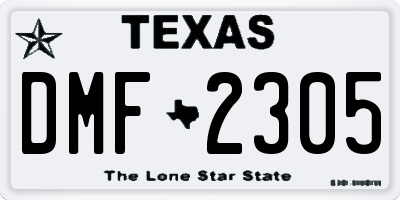 TX license plate DMF2305