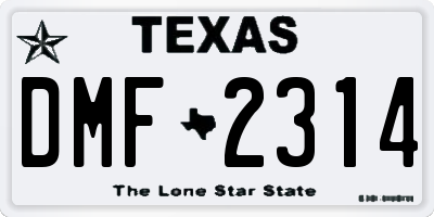 TX license plate DMF2314