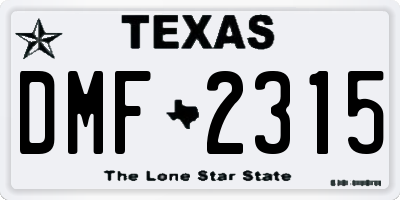 TX license plate DMF2315