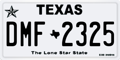 TX license plate DMF2325
