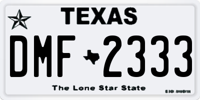TX license plate DMF2333