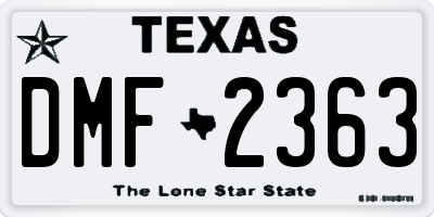 TX license plate DMF2363
