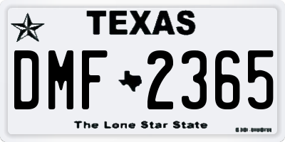 TX license plate DMF2365