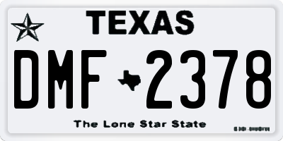 TX license plate DMF2378