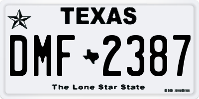 TX license plate DMF2387