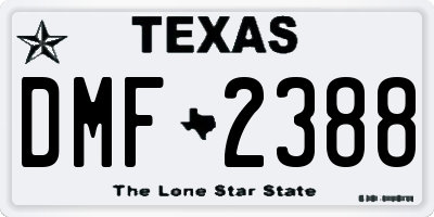 TX license plate DMF2388
