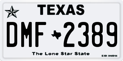 TX license plate DMF2389