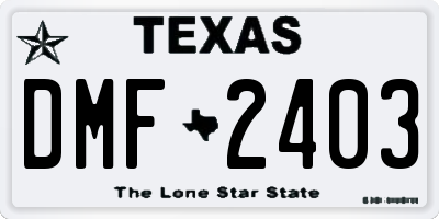 TX license plate DMF2403