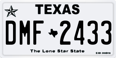 TX license plate DMF2433