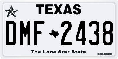 TX license plate DMF2438