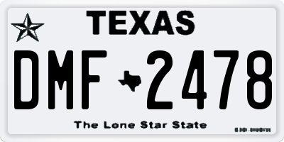 TX license plate DMF2478