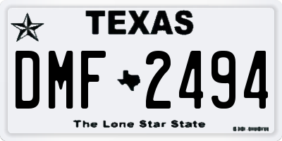 TX license plate DMF2494