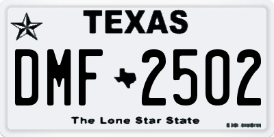 TX license plate DMF2502