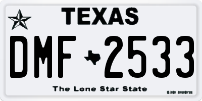 TX license plate DMF2533
