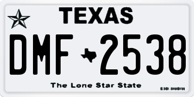 TX license plate DMF2538