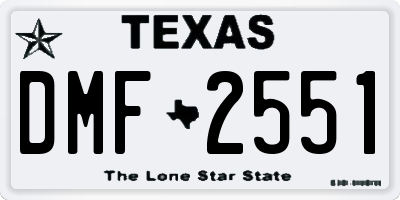 TX license plate DMF2551