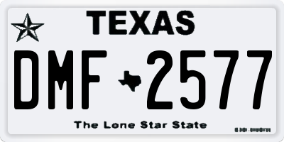 TX license plate DMF2577