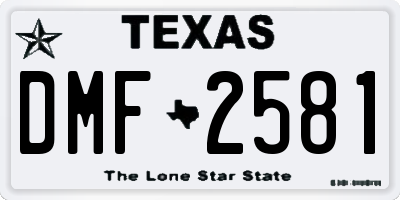 TX license plate DMF2581