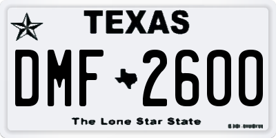 TX license plate DMF2600