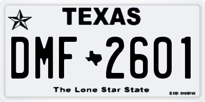 TX license plate DMF2601