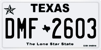 TX license plate DMF2603