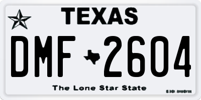 TX license plate DMF2604